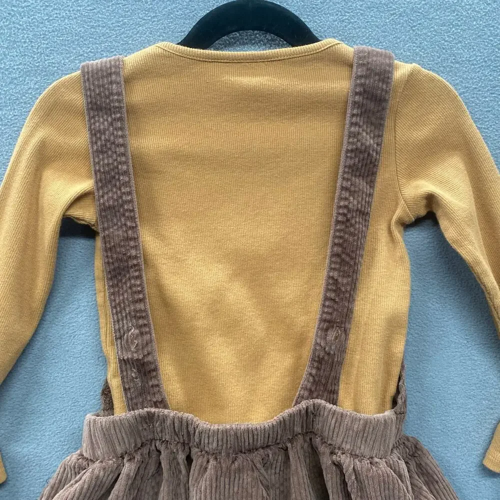 Disney Junior Minnie Mouse‎ Jumper Dress and Long Sleeve Top Girls 4T Brown Tan